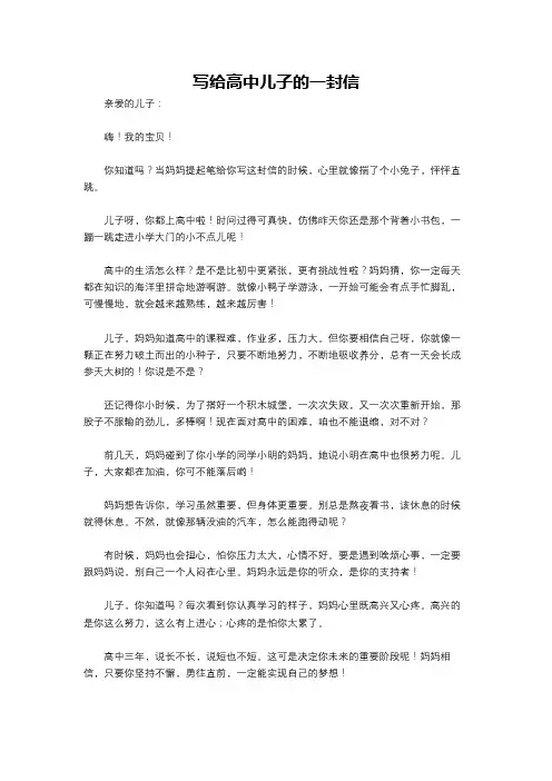 写给高中儿子的一封信