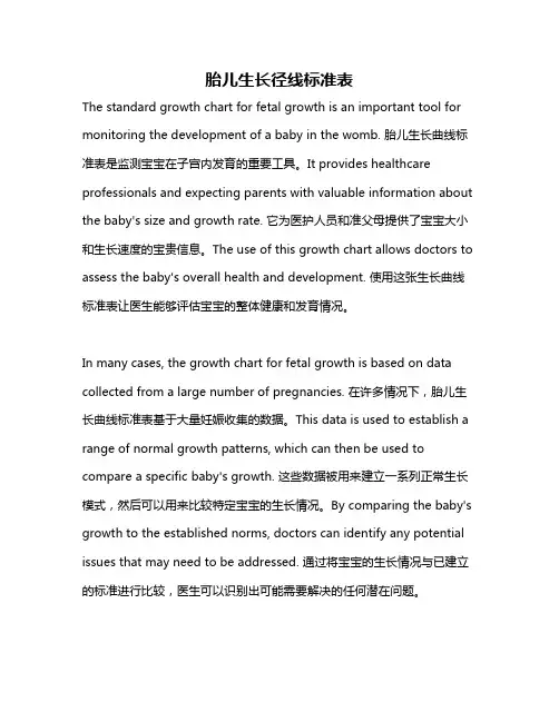 胎儿生长径线标准表