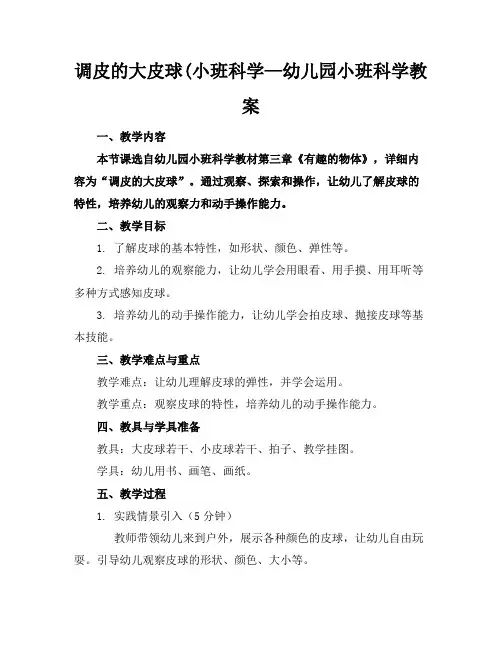 调皮的大皮球(小班科学—幼儿园小班科学教案