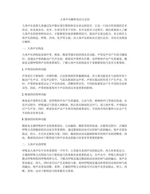 人体声乐解析知识点总结