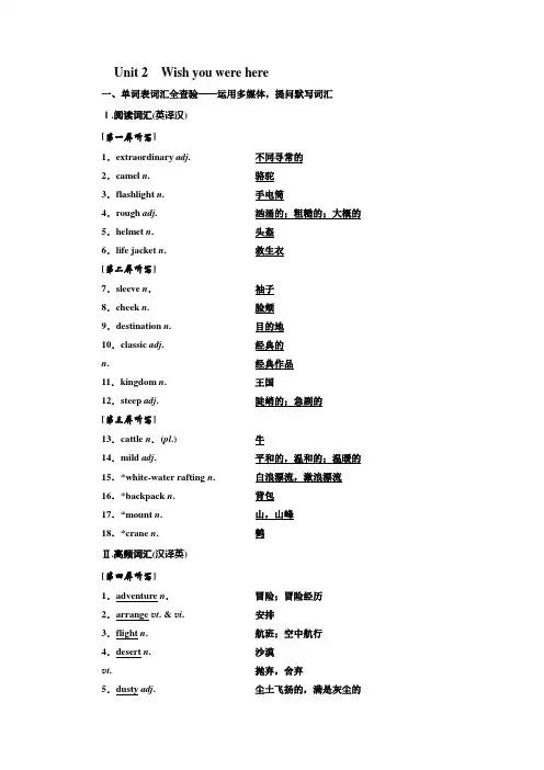 高中一轮复习英语译林版讲义必修二Unit2Wishyouwerehere