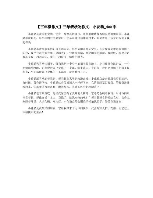 【三年级作文】三年级状物作文：小花猫_400字