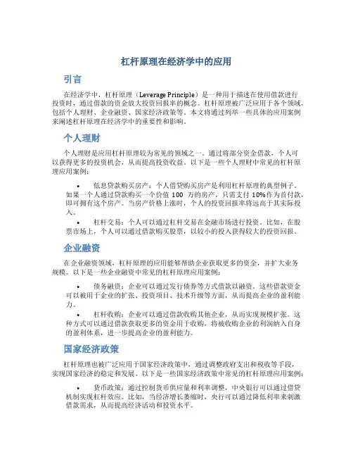 杠杆原理在经济学中的应用