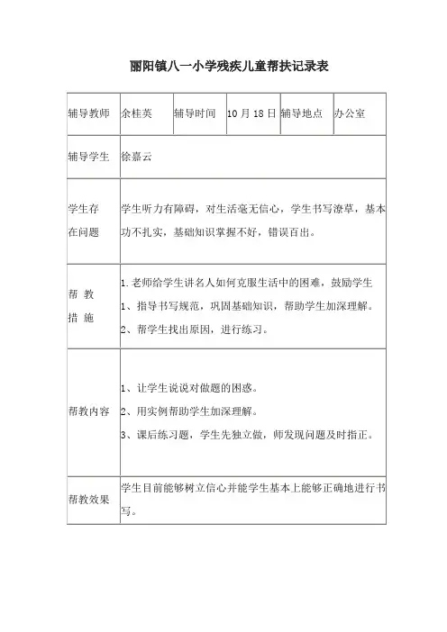 残疾儿童帮扶记录表