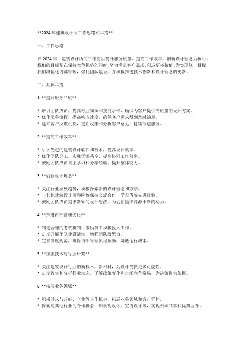 2024年建筑设计所工作思路和举措