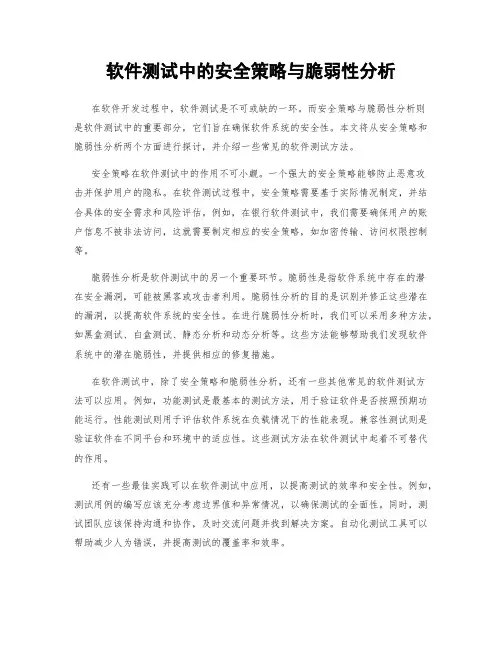 软件测试中的安全策略与脆弱性分析