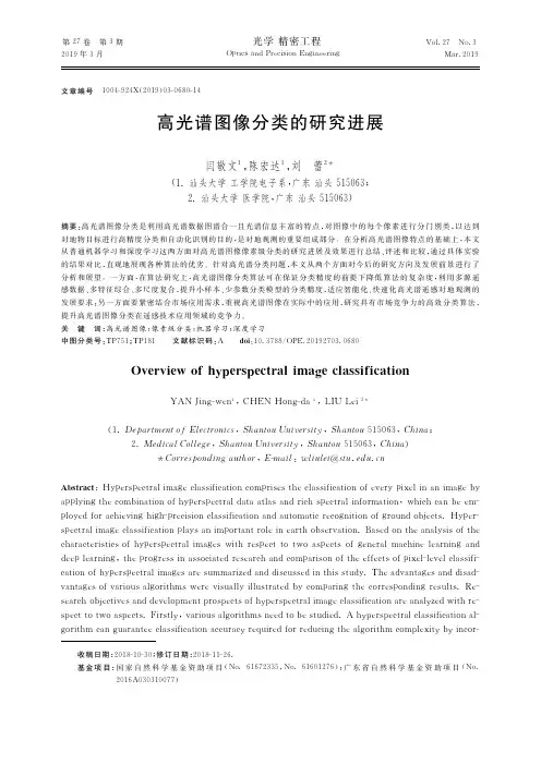高光谱图像分类的研究进展