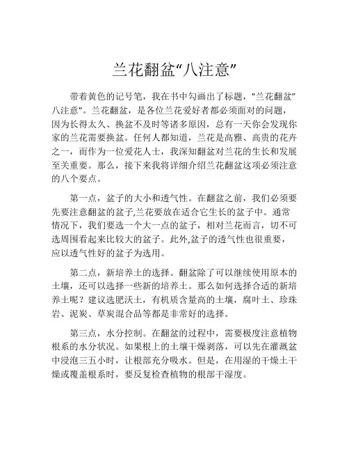 兰花翻盆“八注意”