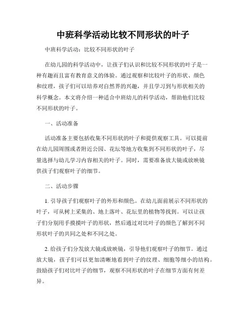 中班科学活动比较不同形状的叶子