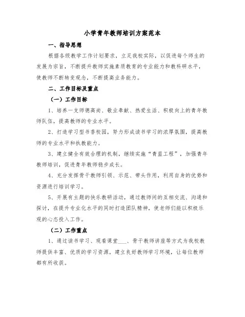 小学青年教师培训方案范本(3篇)