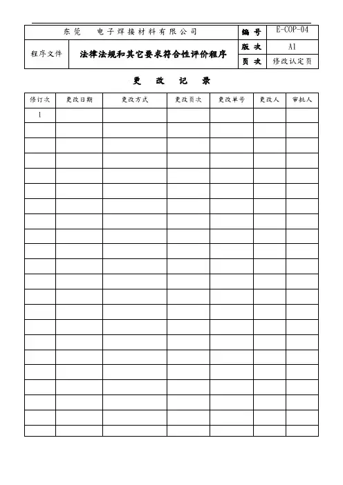 法律法规和其它要求符合性评价程序