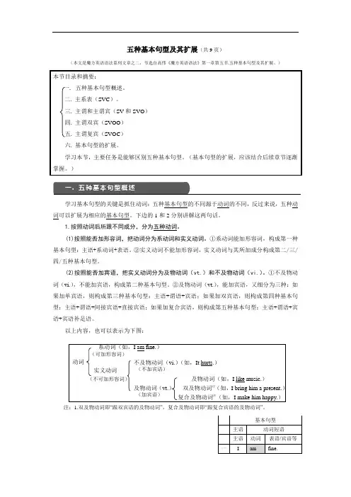 五种基本句型及其扩展