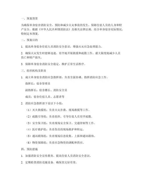 单身宿舍消防紧急预案