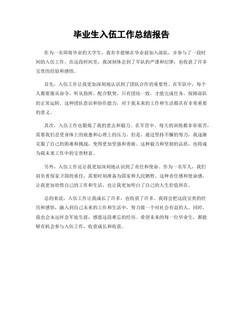 毕业生入伍工作总结报告