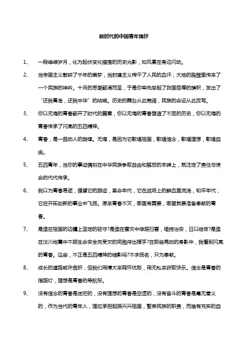 新时代的中国青年摘抄