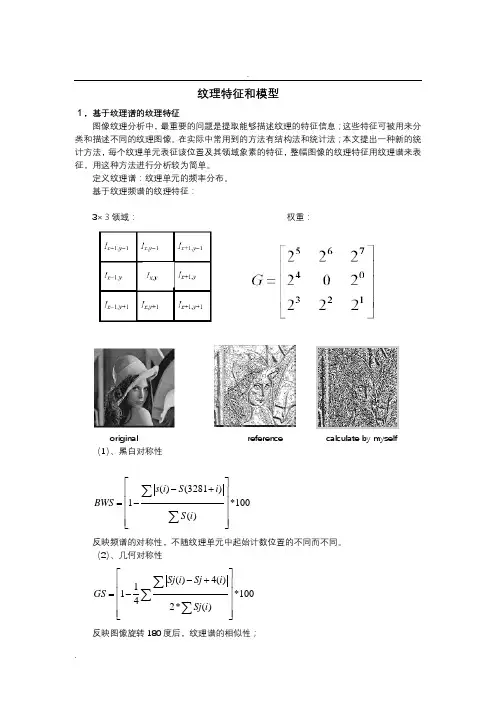 图像处理和识别中的纹理特征和模型