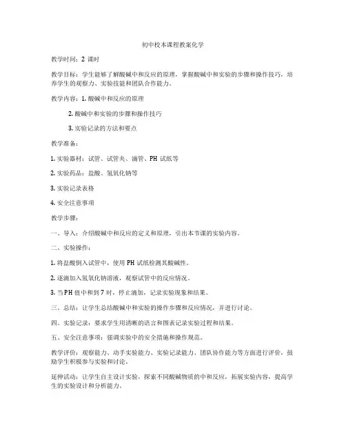 初中校本课程教案化学