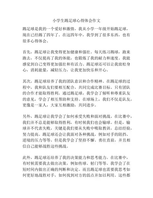 小学生踢足球心得体会作文