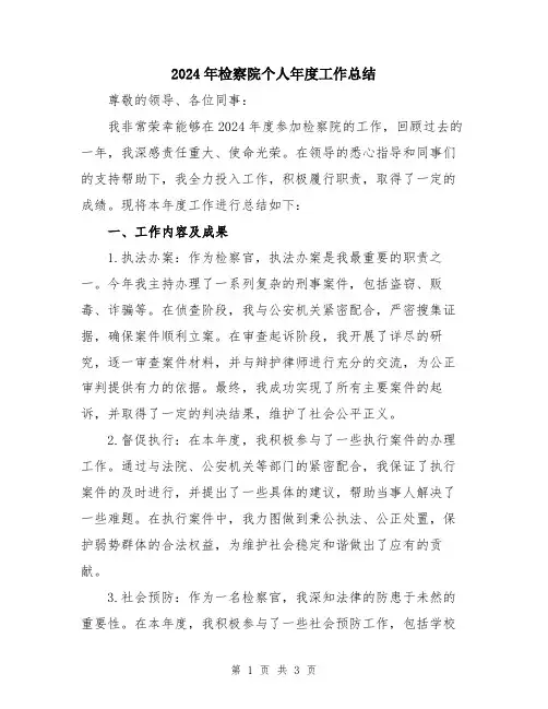 2024年检察院个人年度工作总结
