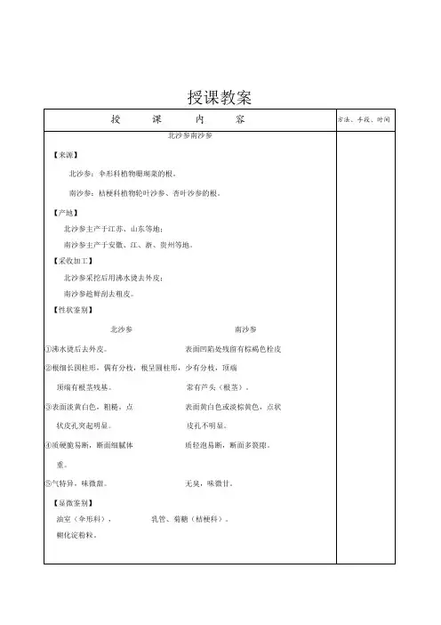 南方医大中药鉴定学教案01植物类中药-8北沙参、南沙参