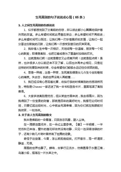 生死离别的句子说说或心情（65条）