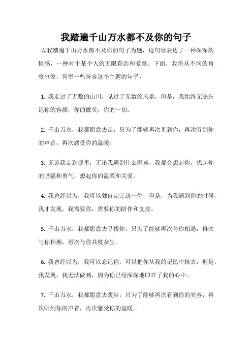 我踏遍千山万水都不及你的句子