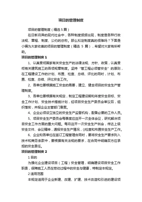 项目的管理制度