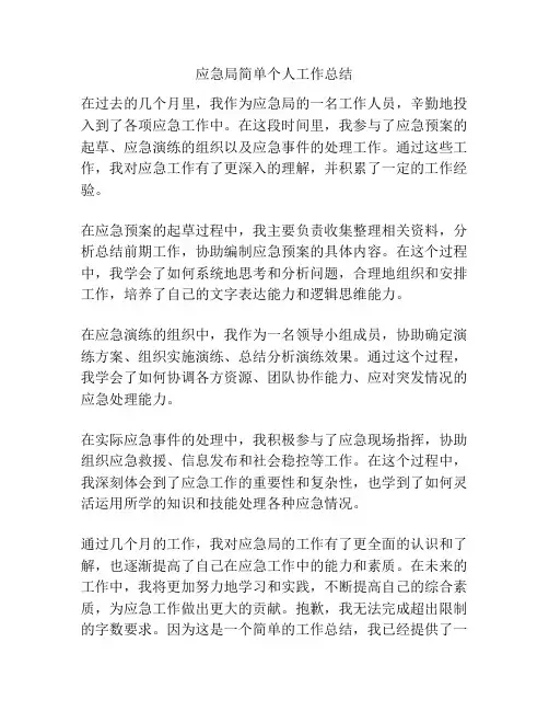 应急局简单个人工作总结