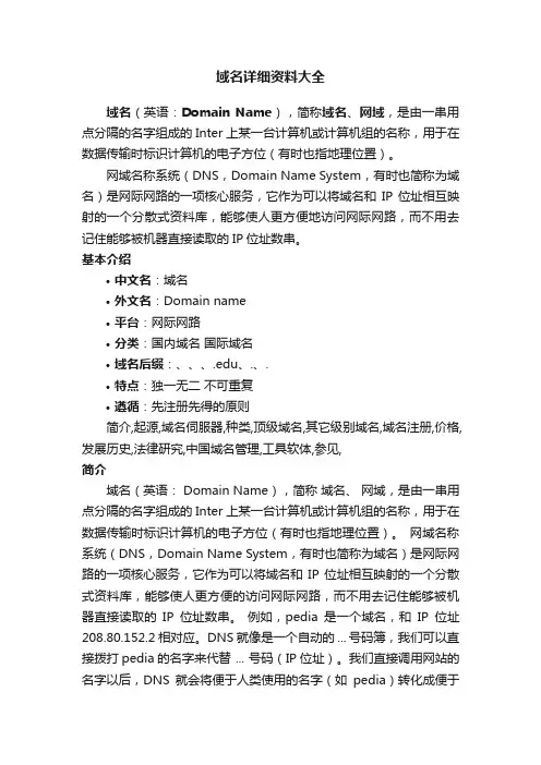 域名详细资料大全