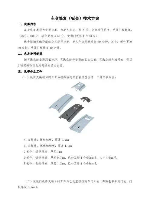 2020年四川省中职学校技能大赛中职组车身修复(钣金)技术方案样题