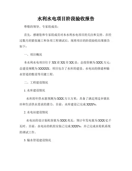 水利水电项目阶段验收报告