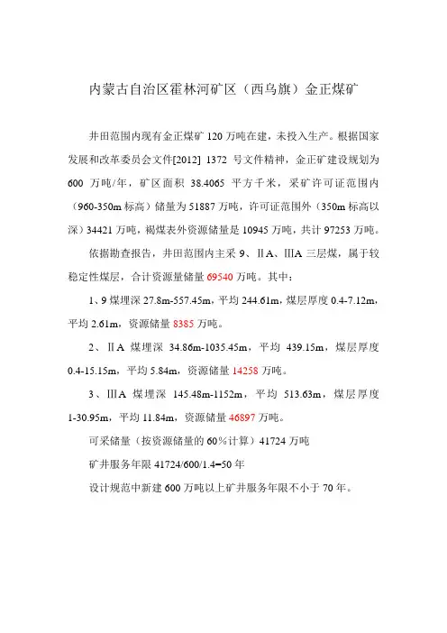 内蒙古自治区霍林河矿区(西乌旗)金正煤矿
