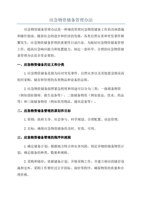 应急物资储备管理办法