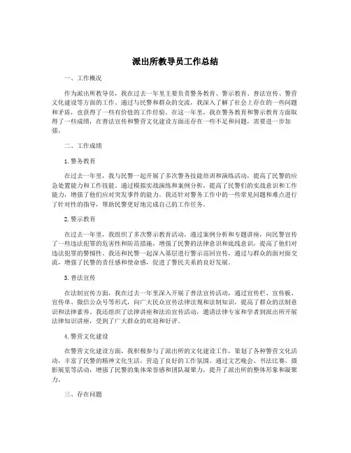 派出所教导员工作总结