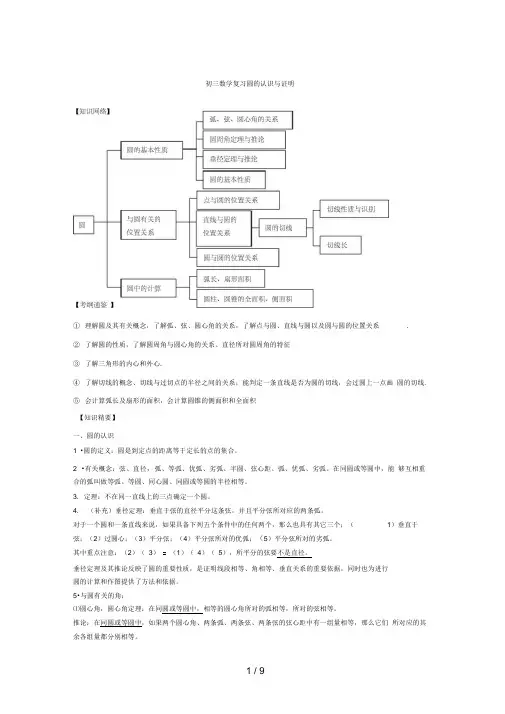 初三数学复习圆的认识与证明