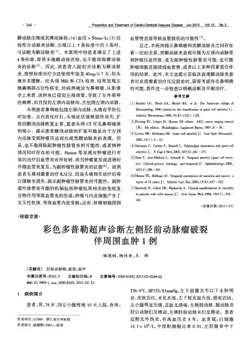 彩色多普勒超声诊断左侧胫前动脉瘤破裂伴周围血肿1例