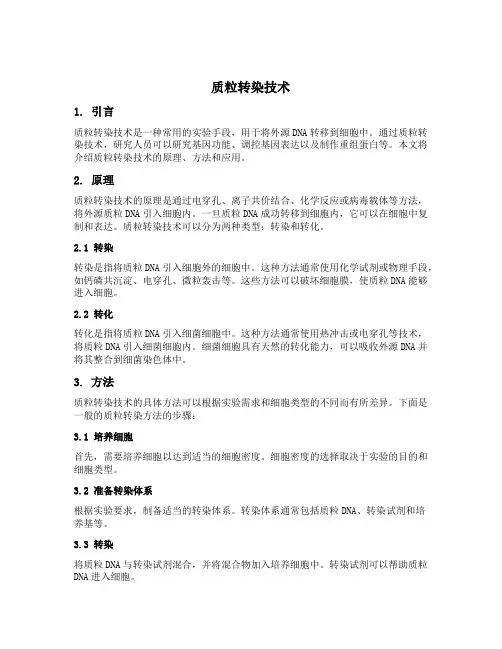 质粒转染技术