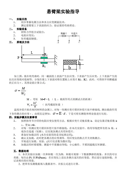 悬臂梁实验简明指导书