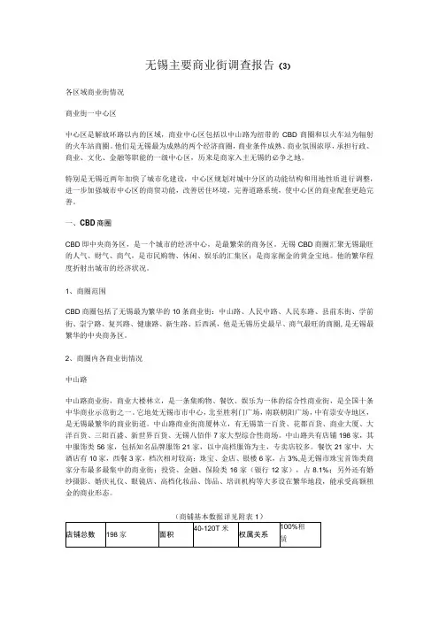 无锡主要商业街调查报告