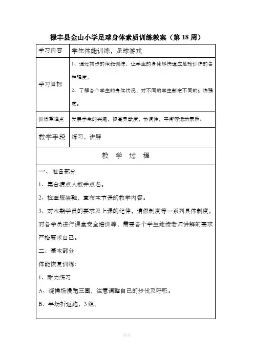 足球-素质训练教案18