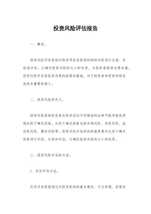 投资风险评估报告