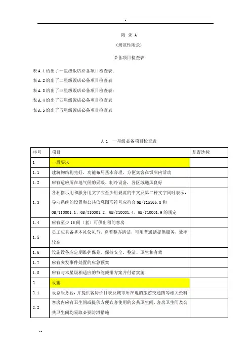 《饭店星级的划分与评定》必备项目检查表(46p)A.