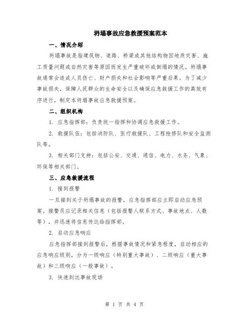 坍塌事故应急救援预案范本