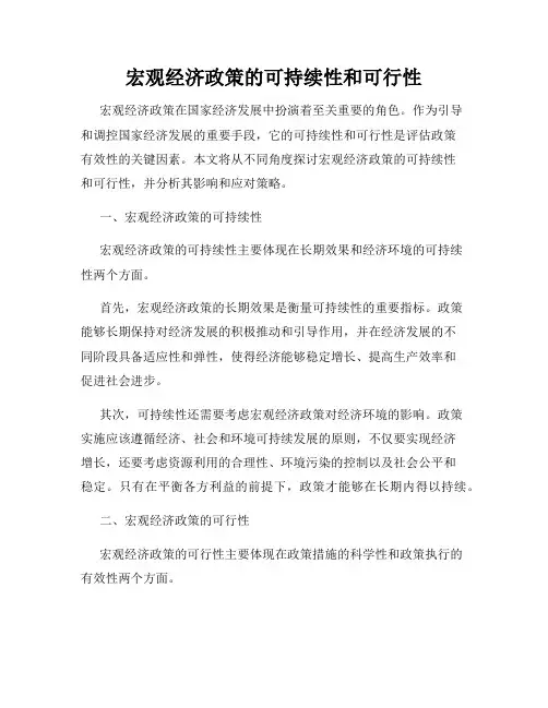 宏观经济政策的可持续性和可行性