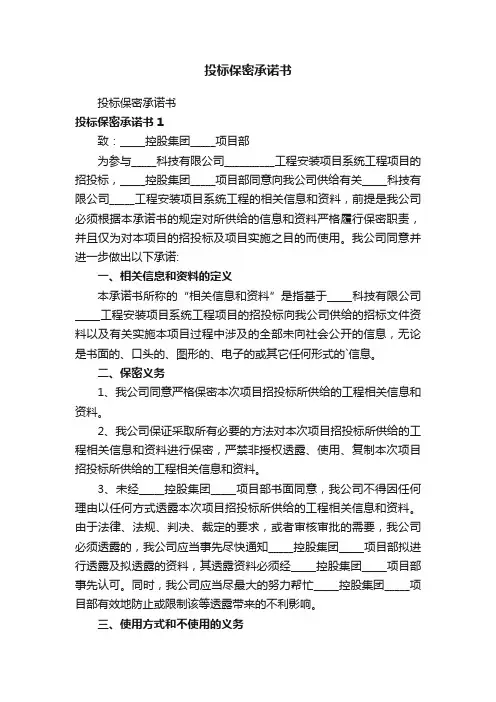 投标保密承诺书