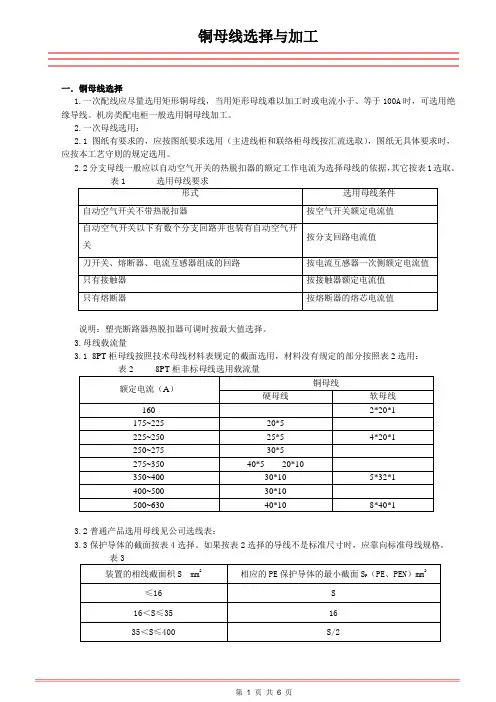 铜母线的选择