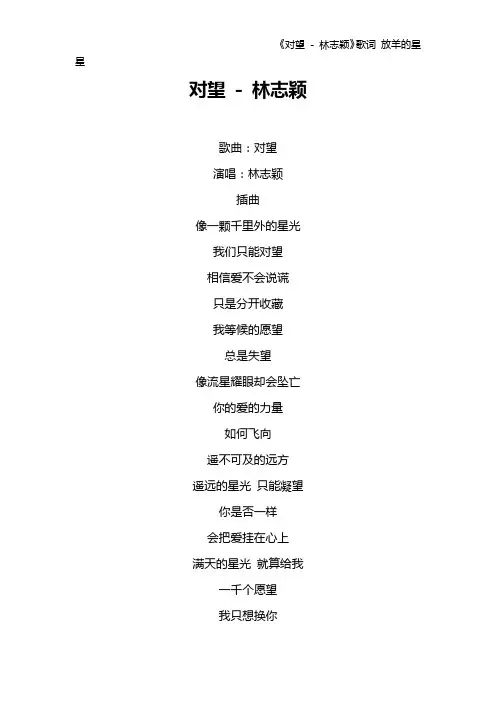 《对望 - 林志颖》歌词 放羊的星星