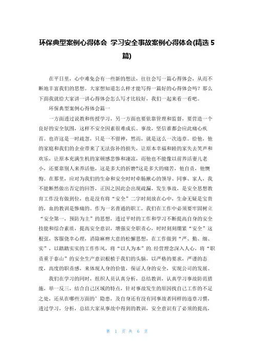 环保典型案例心得体会 学习安全事故案例心得体会(精选5篇)