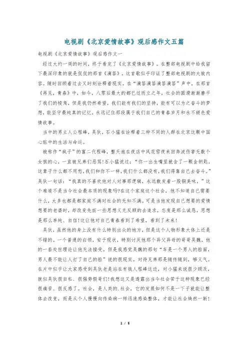 电视剧《北京爱情故事》观后感作文五篇