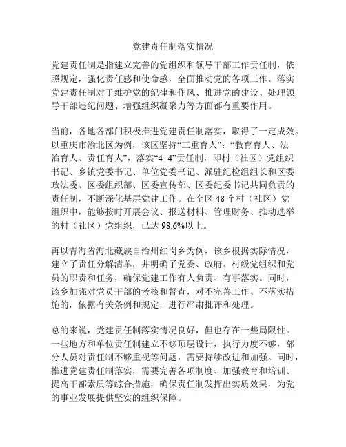 党建责任制落实情况